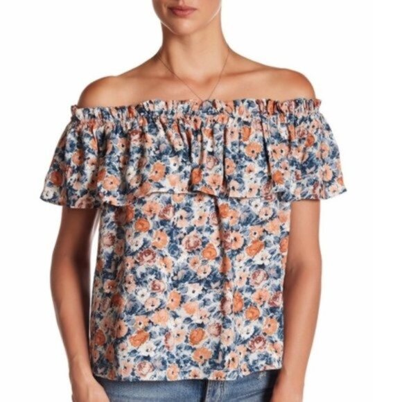 Current/Elliott Tops - Current/Elliott Floral Off The Shoulder Ruffle Top